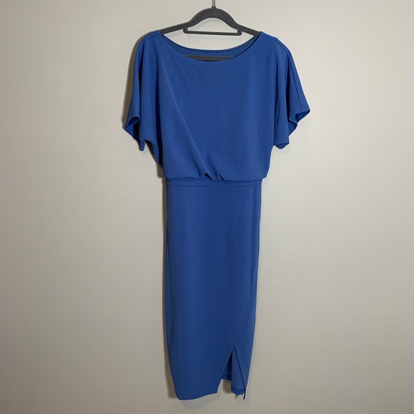 Andrew Marc Dresses & Skirts - Andrew Marc Blue Dolman Sleeve Midi Dress With‎ Tie Waist Size 8